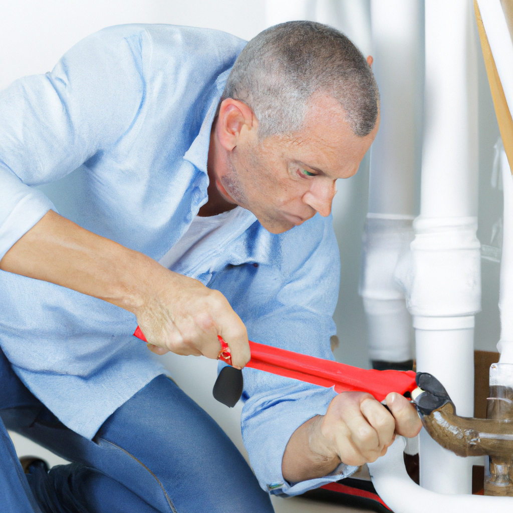 Emergency plumber fixing a burst pipe
