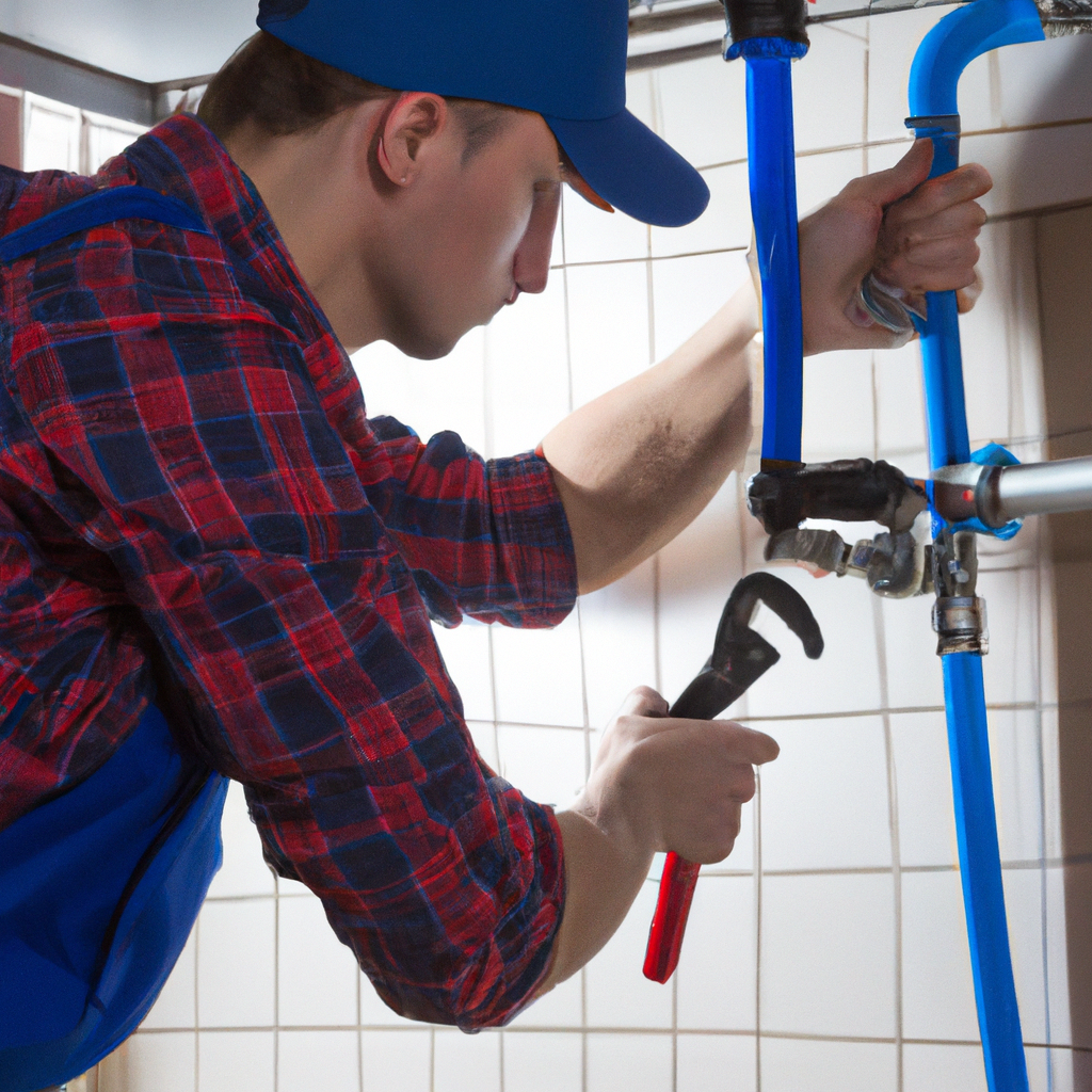 Professional plumber at work