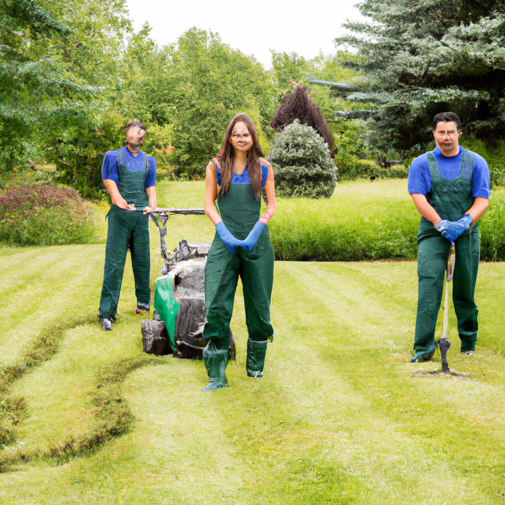 Professional lawn care team