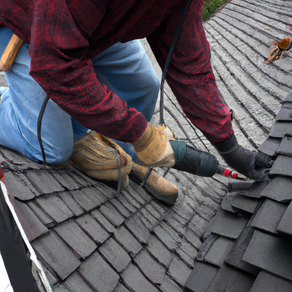 Roof repair professional fixing shingles